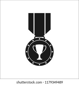 Black-and-white icon of a medal with the image of the Cup, a flat image
