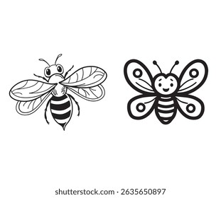 A black-and-white illustration captures the intricate details of two bees in flight