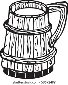 Black-and-white illustration of a cup of beer