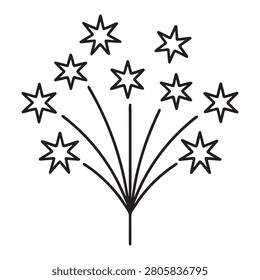 Blackandwhite illustration of exploding firework with starshaped sparks fireworks display celebration design element