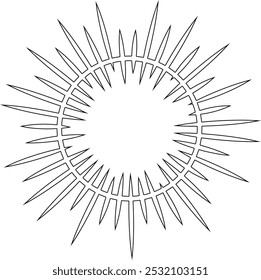 A black-and-white illustration of a halo, halo, or circle of light.