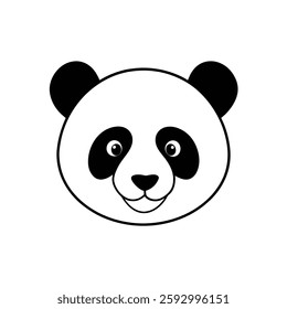 a black-and-white illustration of a panda's face. The panda has a calm, friendly expression with its distinctive black eye patches and ears, creating a cute and approachable look