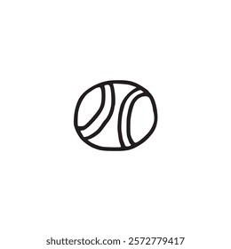 Black-and-white illustration of a tennis ball designed for play and training with dogs. A great accessory for active leisure and fun.

