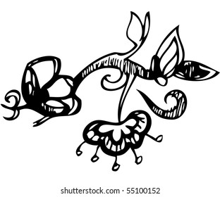 The black-and-white image of  flower