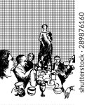 black-and-white image of a fun-filled dinner