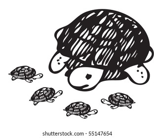 The black-and-white image of  turtle