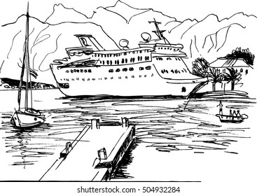 black-and-white landscape
