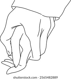 Black-and-white line art depicting two hands holding each other, symbolizing trust, compassion, and bond. The simple design highlights feelings of understanding and mutual support between individuals.