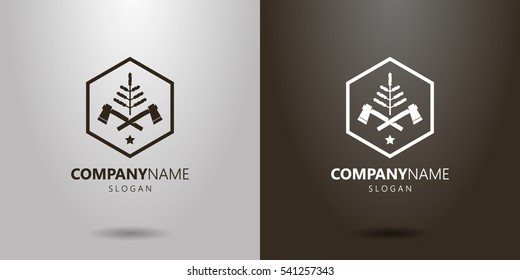 black-and-white logo of the fir tree with two axes in the rhomb