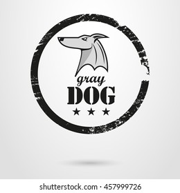 black-and-white logo of the Grey Dog