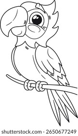 Ilustração do vetor de papagaio de arara preto e branco