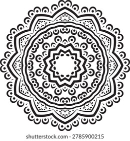 Blackandwhite mandala design with intricate patterns and shapes
