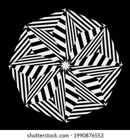 black-and-white mandala with geometric patterns. 