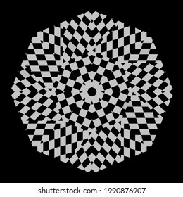 black-and-white mandala with geometric patterns. 