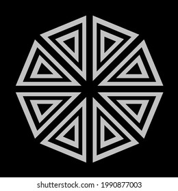 black-and-white mandala with geometric patterns. 