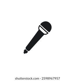 Black-and-White Microphone Icon: Minimalist Design for Audio, Media, and Broadcasting