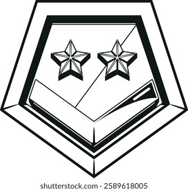 Black-and-white military insignia badge vector illustration