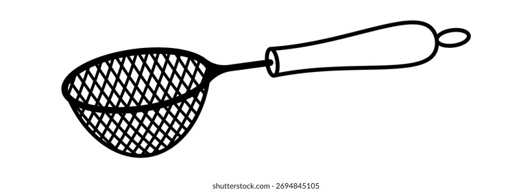 Black-and-white mini sieve with handle