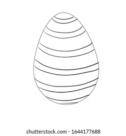 Black-and-white outline image of an Easter egg. Suitable for postcards, greetings. packages, frames, colorings.