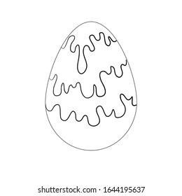 Black-and-white outline image of an Easter egg. Suitable for postcards, greetings. packages, frames, colorings.