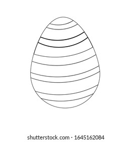 Black-and-white outline image of an Easter egg. Suitable for postcards, greetings. packages, frames, colorings.