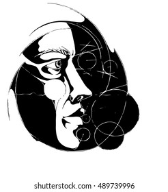black-and-white poster illustration of a cosmonaut