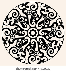 black-and-white round decoration