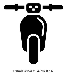 Blackandwhite scooter icon with handlebars and front wheel icon