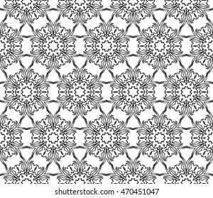 black-and-white seamless pattern with abstract flowers. vector illustration. for registration cards, fashion design, wallpaper