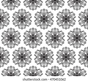 black-and-white seamless pattern with abstract flowers. vector illustration. for registration cards, fashion design, wallpaper