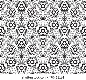black-and-white seamless pattern with abstract flowers. vector illustration. for registration cards, fashion design, wallpaper