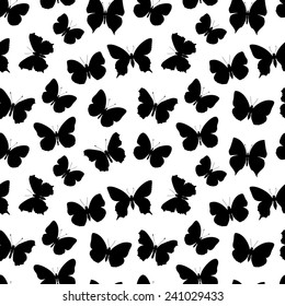 black-and-white seamless pattern butterfly