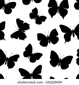 black-and-white seamless pattern butterfly