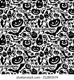 black-and-white seamless pattern for Halloween