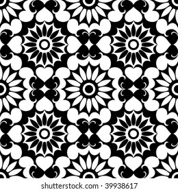 black-and-white seamless pattern, vector image