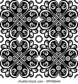 black-and-white seamless pattern, vector image