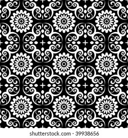 black-and-white seamless pattern, vector image