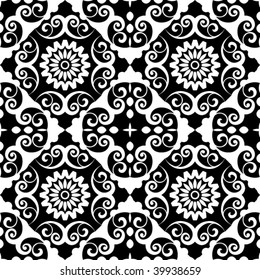black-and-white seamless pattern, vector image