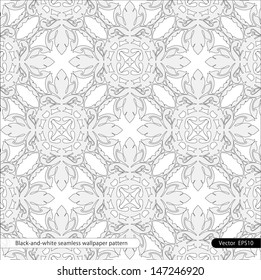 Black-and-white seamless wallpaper. East pattern