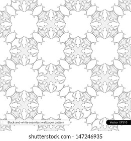 Black-and-white seamless wallpaper. East pattern
