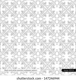 Black-and-white seamless wallpaper. East pattern