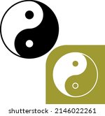 Black-and-white set of yin-yang taiji diagram, fortune-telling and occult motifs