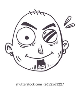 Black-and-white sketch of a whimsical face with exaggerated features, showcasing humor and creativity. Perfect for art projects, illustrations, and cartoon designs.
