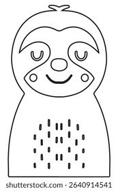 Black-and-white sloth line-art perfect for coloring and sticker use. Ideal for kids’ classrooms, planners, printable crafts, and relaxation activities.