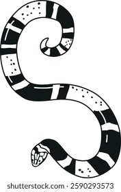 Black-and-white snake spiritual symbol vector illustration