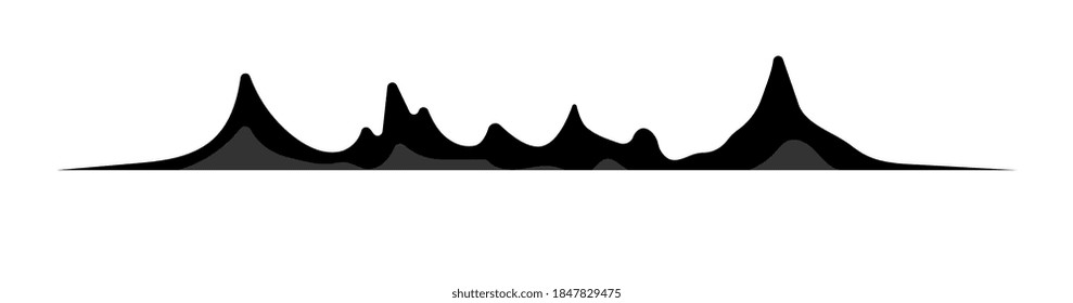 Black-and-white sound wave peak isolated on white background