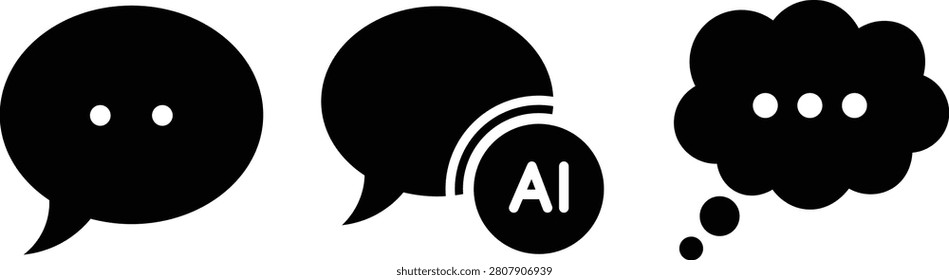 Black-and-white speech bubbles with ai communication concept speechbubbles blackandwhite monochrome