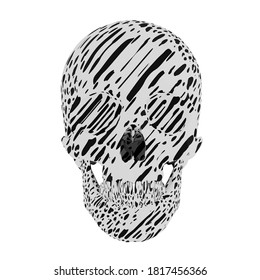 black-and-white spotted skull isolated on white background, vector