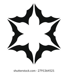 Blackandwhite symmetrical abstract shape with pointed edges graphic design element icon