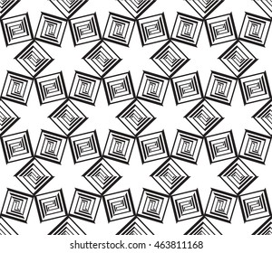 Black-and-white tones. Geometric patterns laid out on a hexagonal pattern of creating seamless vector illustrations. For the textile industry, interior design, graphic arts